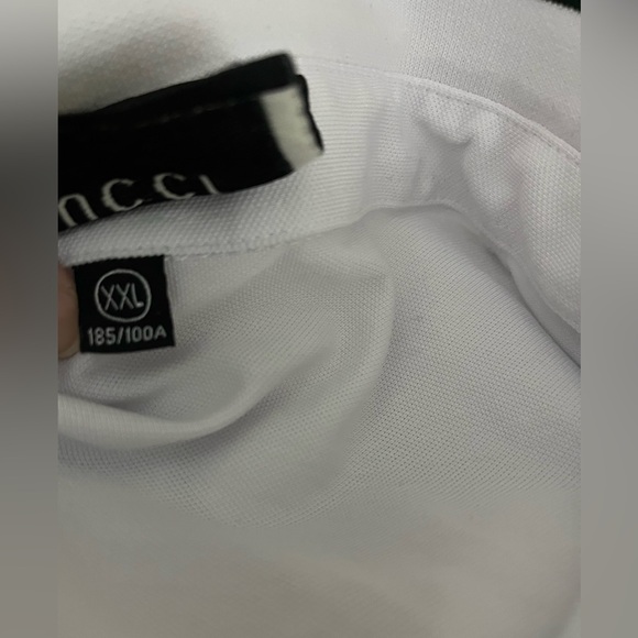 GUCCI Men’s Classic Style White Cotton Polo Shirt Embroidered Bee/Logo; Size XXL - Picture 10 of 12